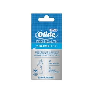 Oral-B Glide Pro-Health Threader Dental Floss For Bridges, Braces & Implants - 30ct