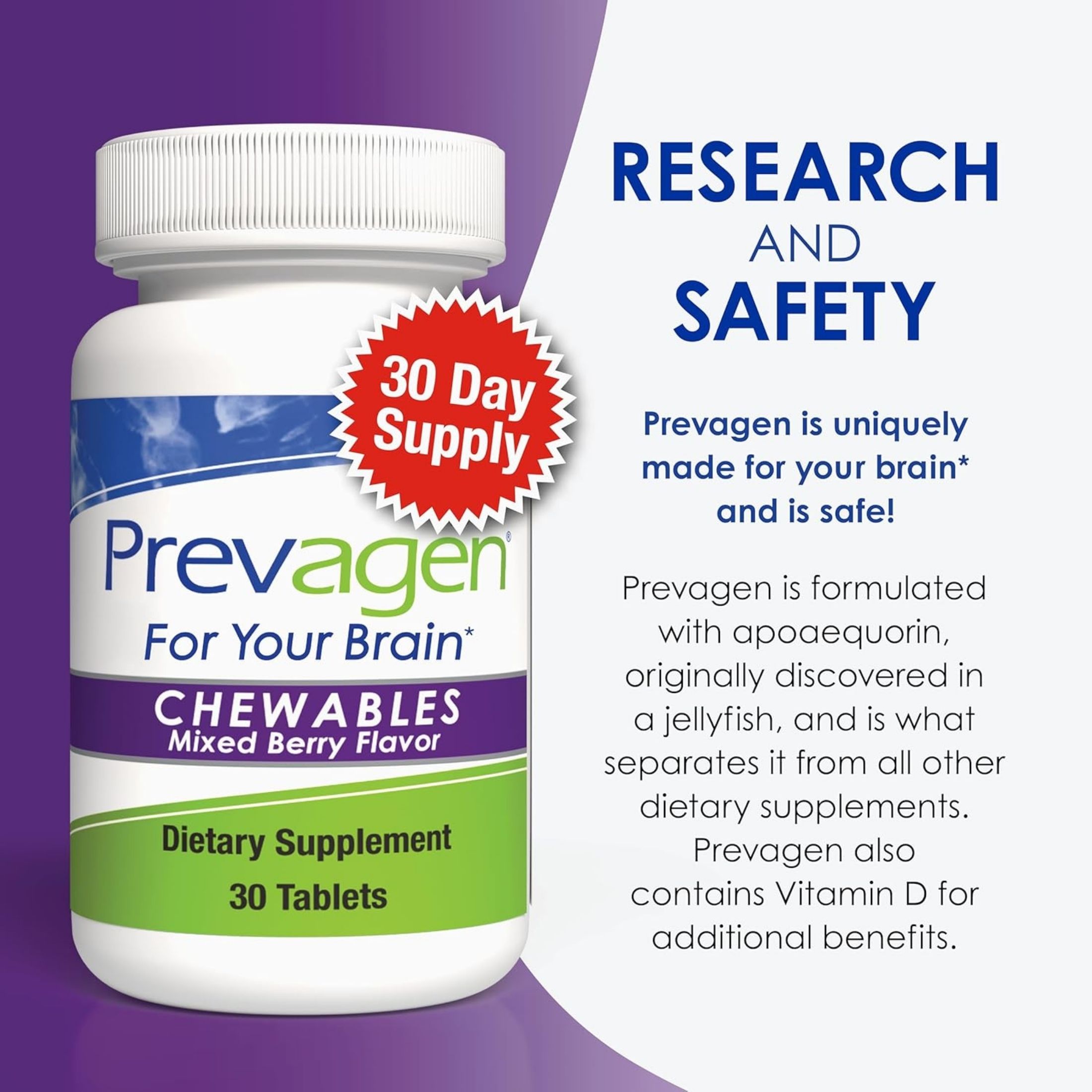 Prevagen Improves Memory, Chewables, Tablets, Mixed Berry Flavor