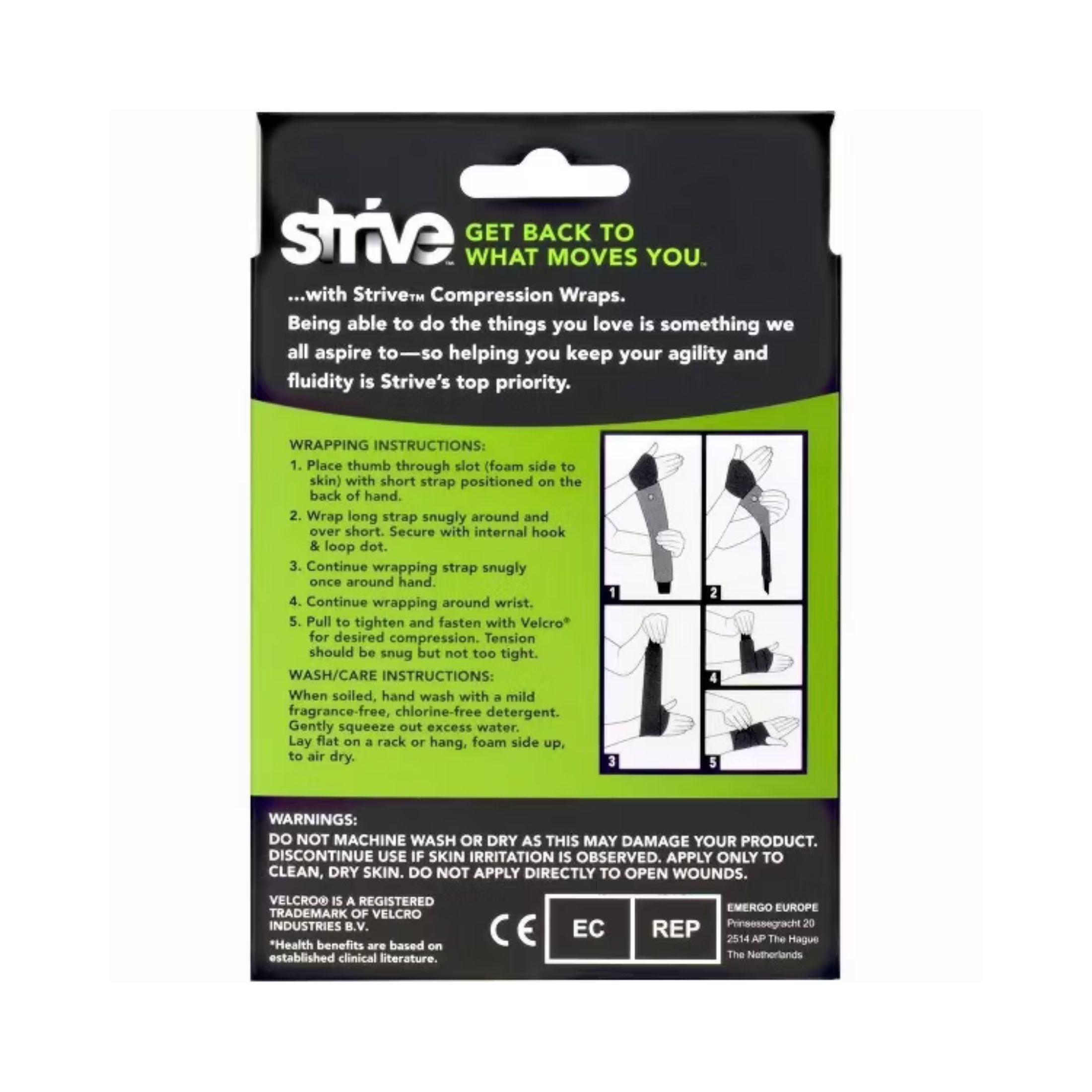 Strive Elastic Compression Therapy Wrap, Muscle Recovery And Joint Pain Relief For Right Wrist