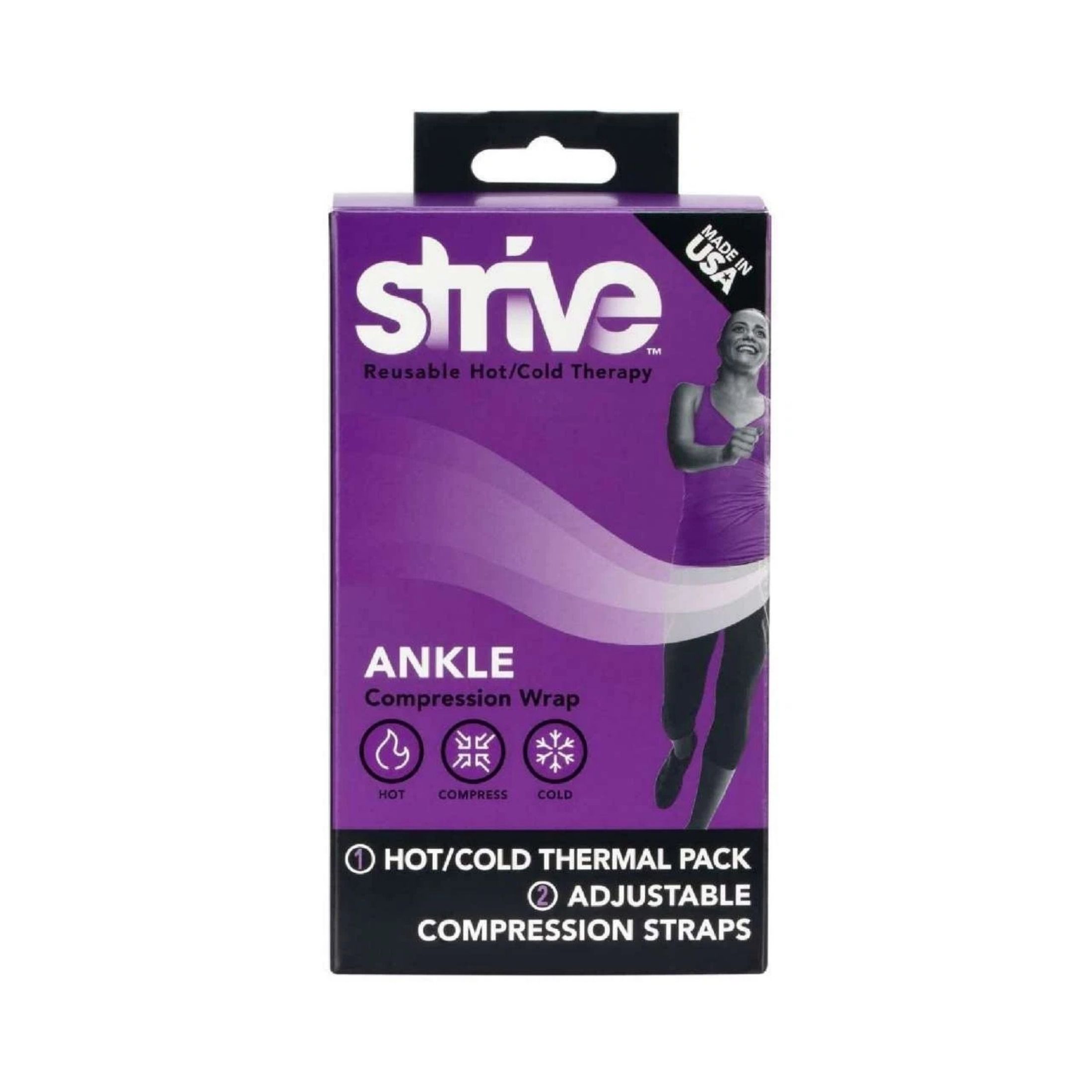Strive Reusable Hot/Cold Therapy Ankle Compression Wrap Black One Size