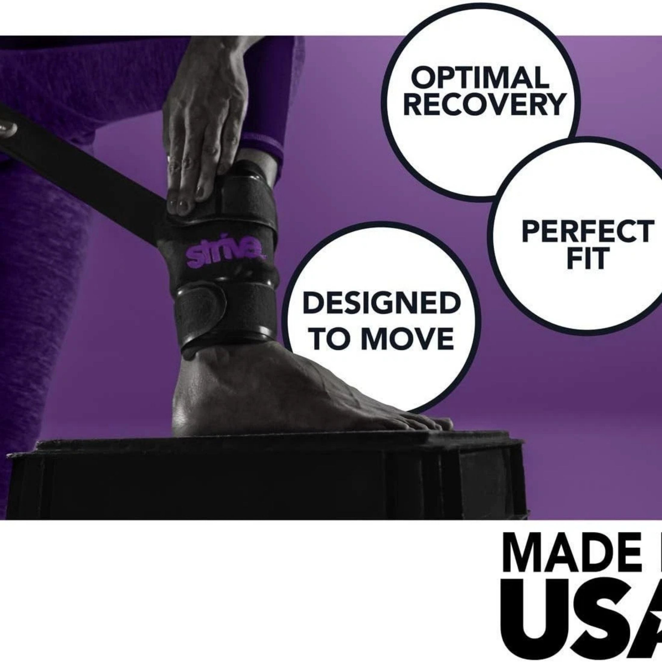 Strive Reusable Hot/Cold Therapy Ankle Compression Wrap Black One Size