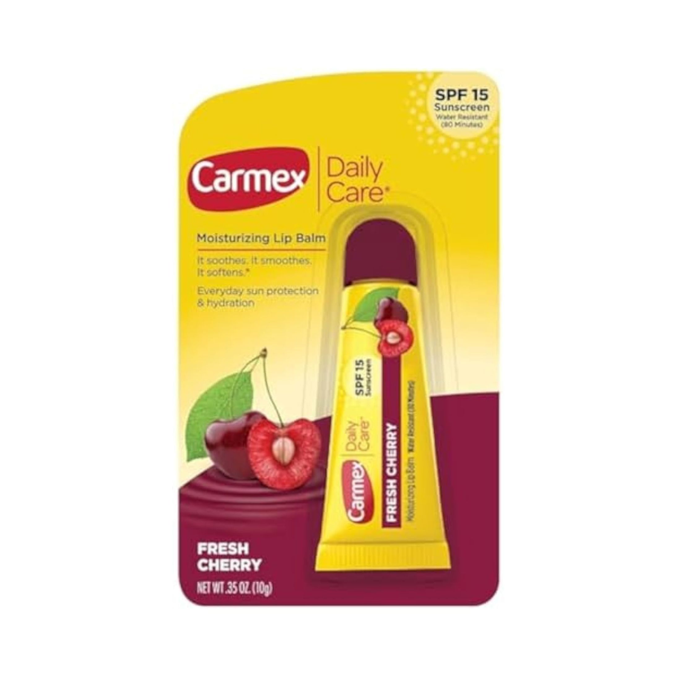 Carmex Daily Care SPF 15 Sunscreen Moisturizing Fresh Cherry Lip Balm 0.15 Oz