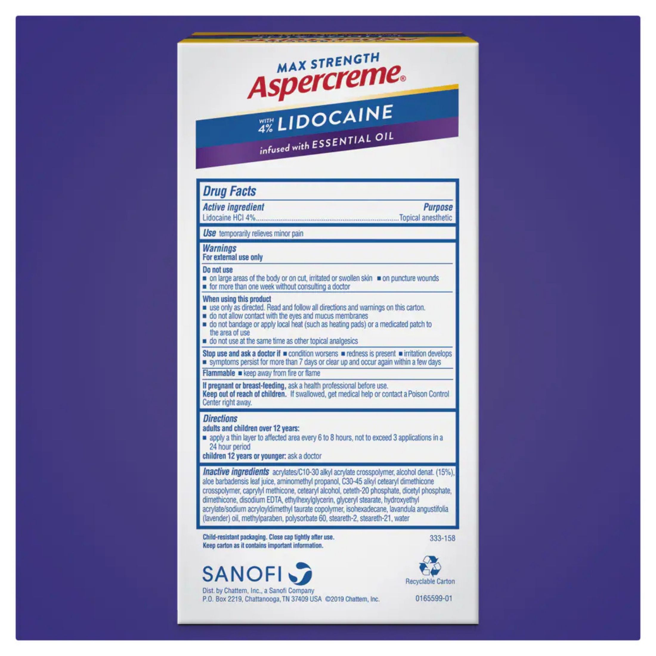 Aspercreme Max Strength Pain Relief Liquid, With 4% Lidocaine, Lavender Essential Oil, 2.5 Fl Oz (73 Ml)