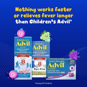 Advil Children's Suspension Ibuprofen Fever Reducer, Dye-Free, Liquid Pain Medicine Blue Raspberry