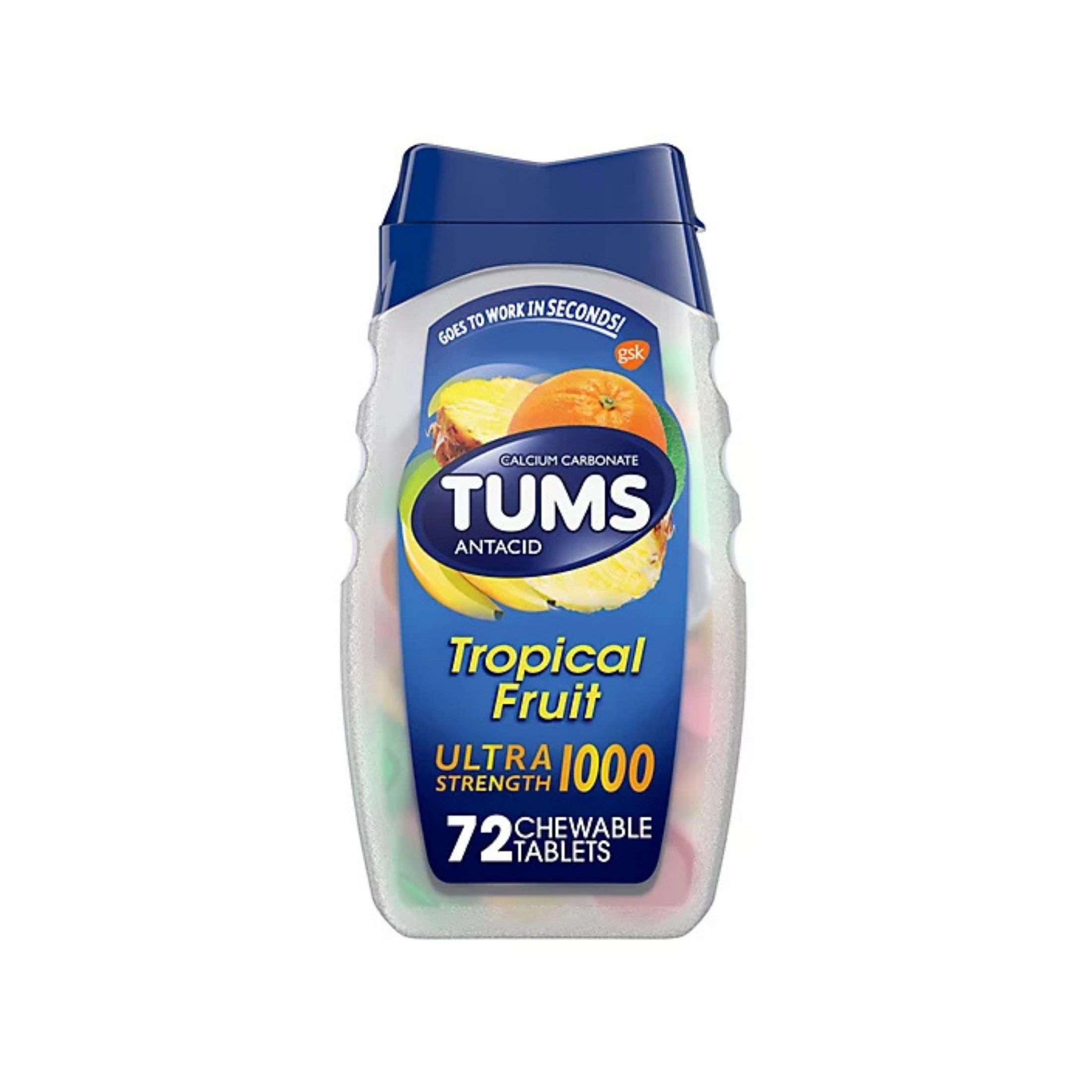 Tums Ultra Strength Tropical Fruit Antacid Chewable Tablets 72ct