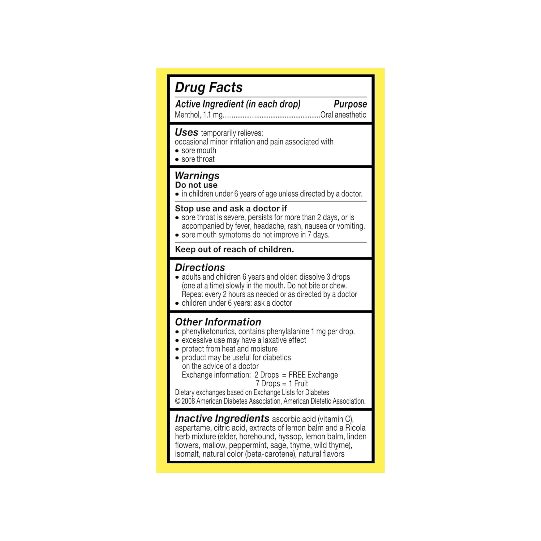 Ricola Natural Herb Cough Suppressant Lemon Mint Throat Drops