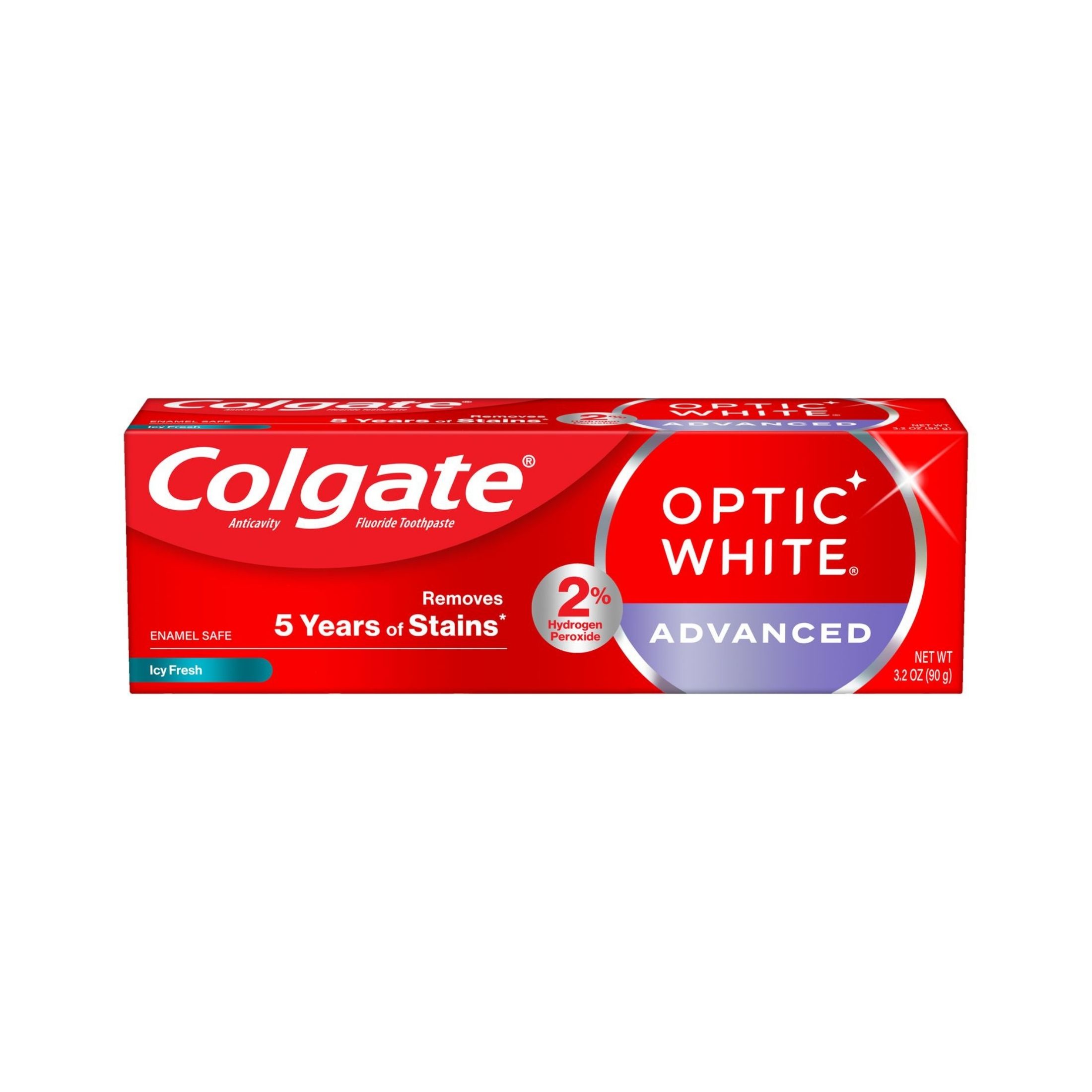 Colgate Optic White Advanced Icy Fresh Anticavity Fluoride Toothpaste, 3.2 Oz