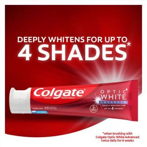 Colgate Optic White Advanced Icy Fresh Anticavity Fluoride Toothpaste, 3.2 Oz