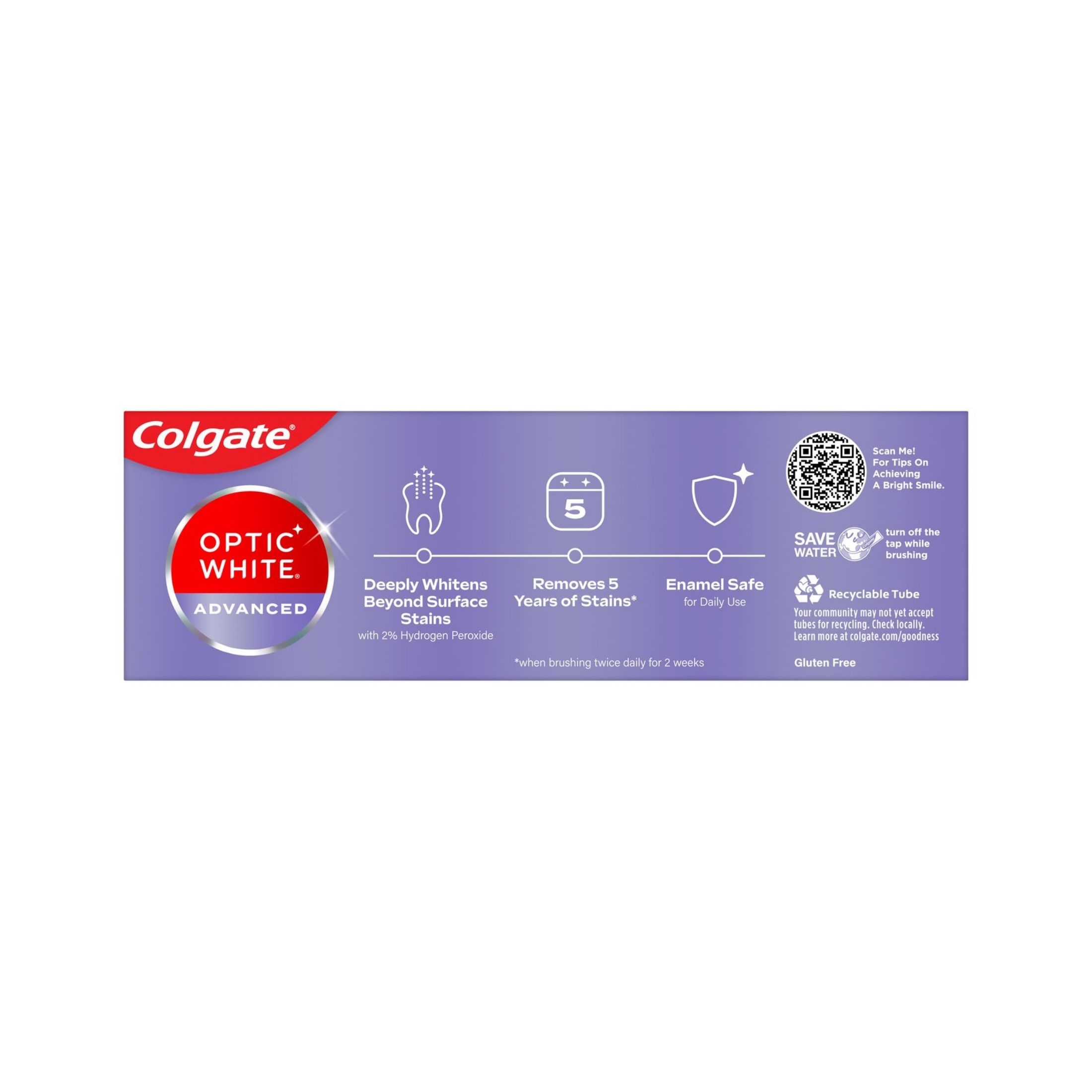 Colgate Optic White Advanced Anticavity Fluoride Vibrant Clean Toothpaste 3.2 Oz