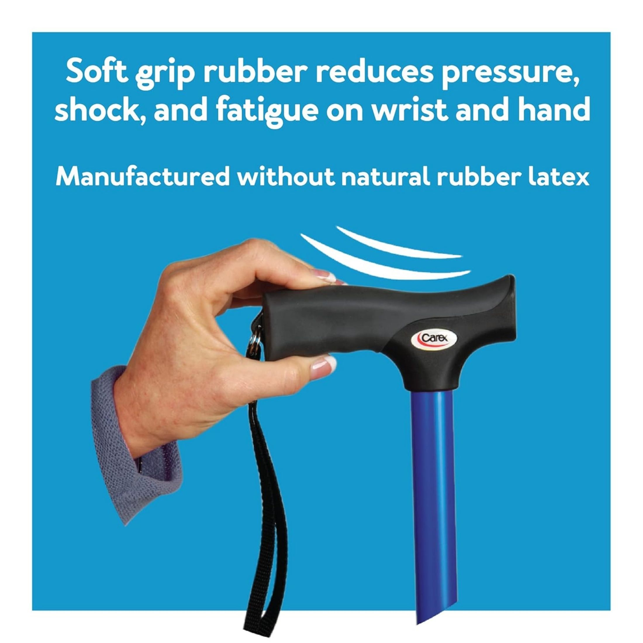 Carex Soft Grip Folding Cane, Black