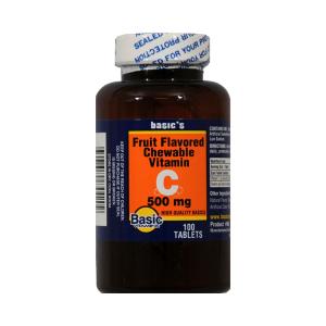 Basic Fruit Flavored Vitamin C Chewable Tablets 500mg
