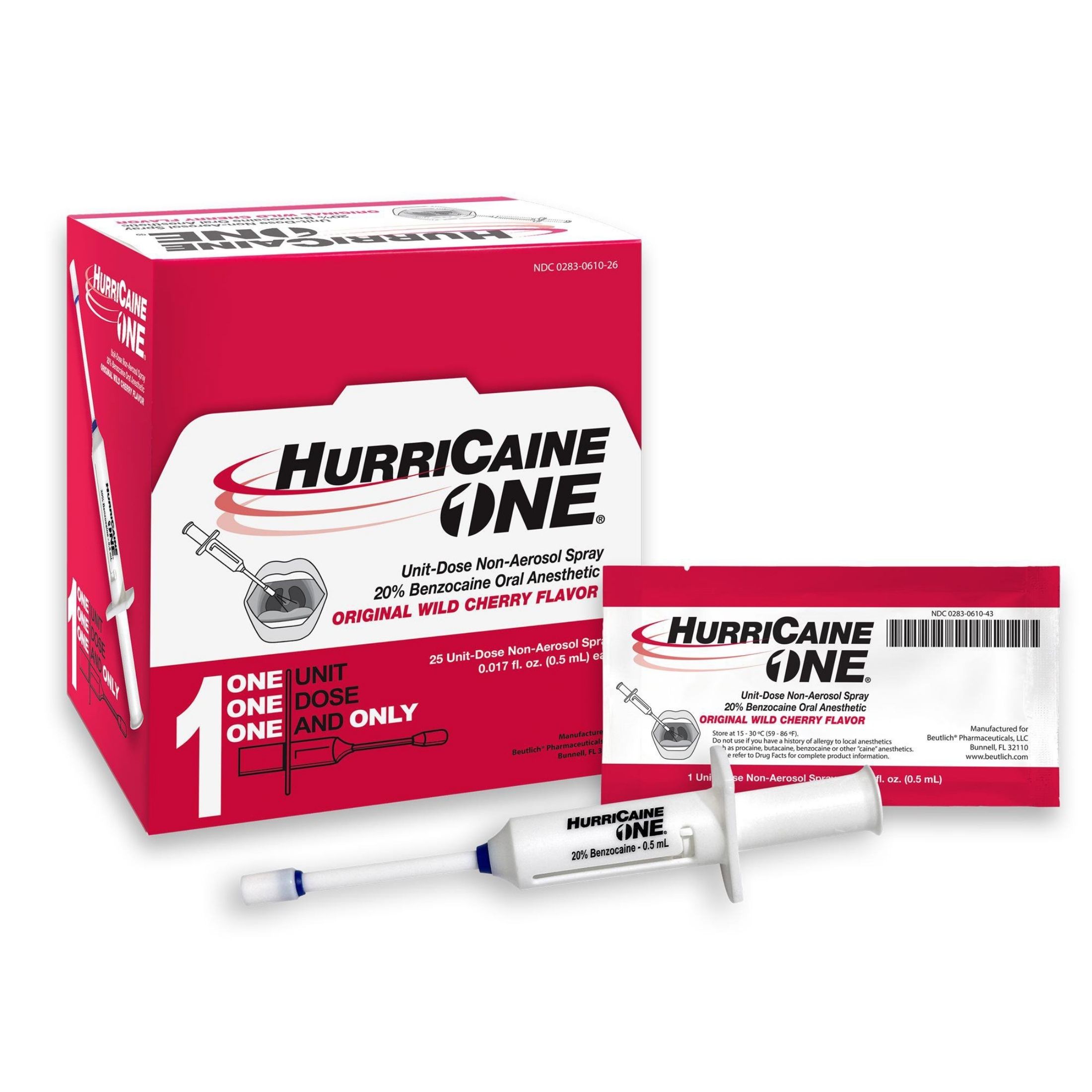 HurriCaine 20 % Benzocaine Oral Anesthetic Wild Chery Spry-2x0.5 Ml