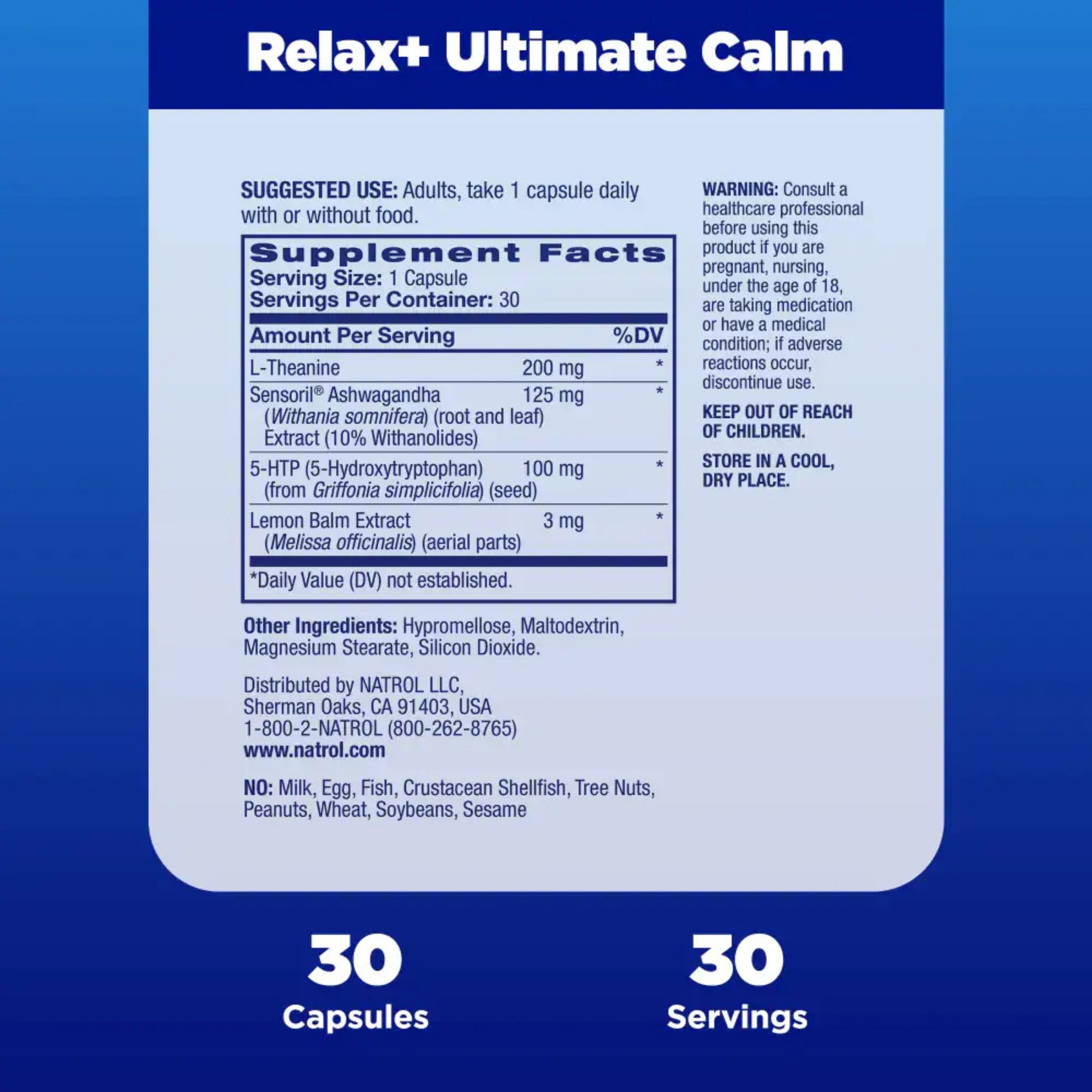 Natrol Relax+ Ultimate Calm Mood & Stress Capsules - 30ct