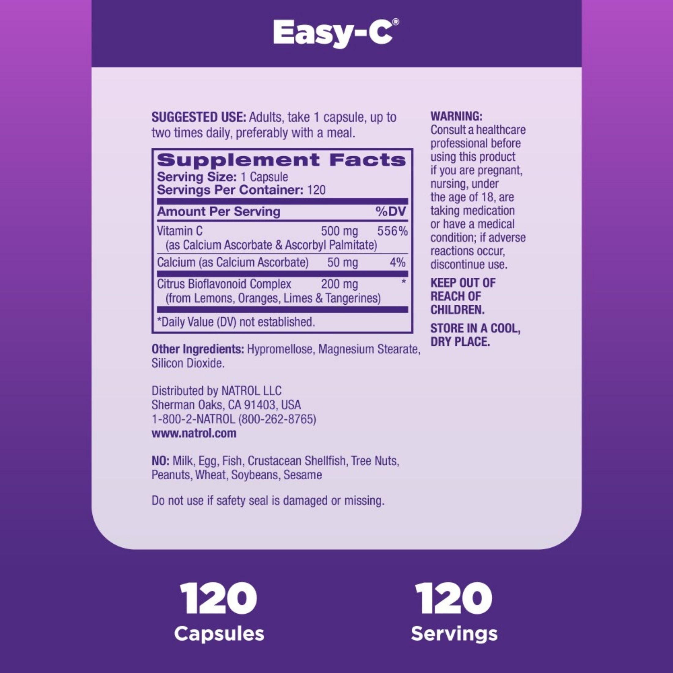 Natrol Easy-C 500mg Immune Health Tablets - 120ct