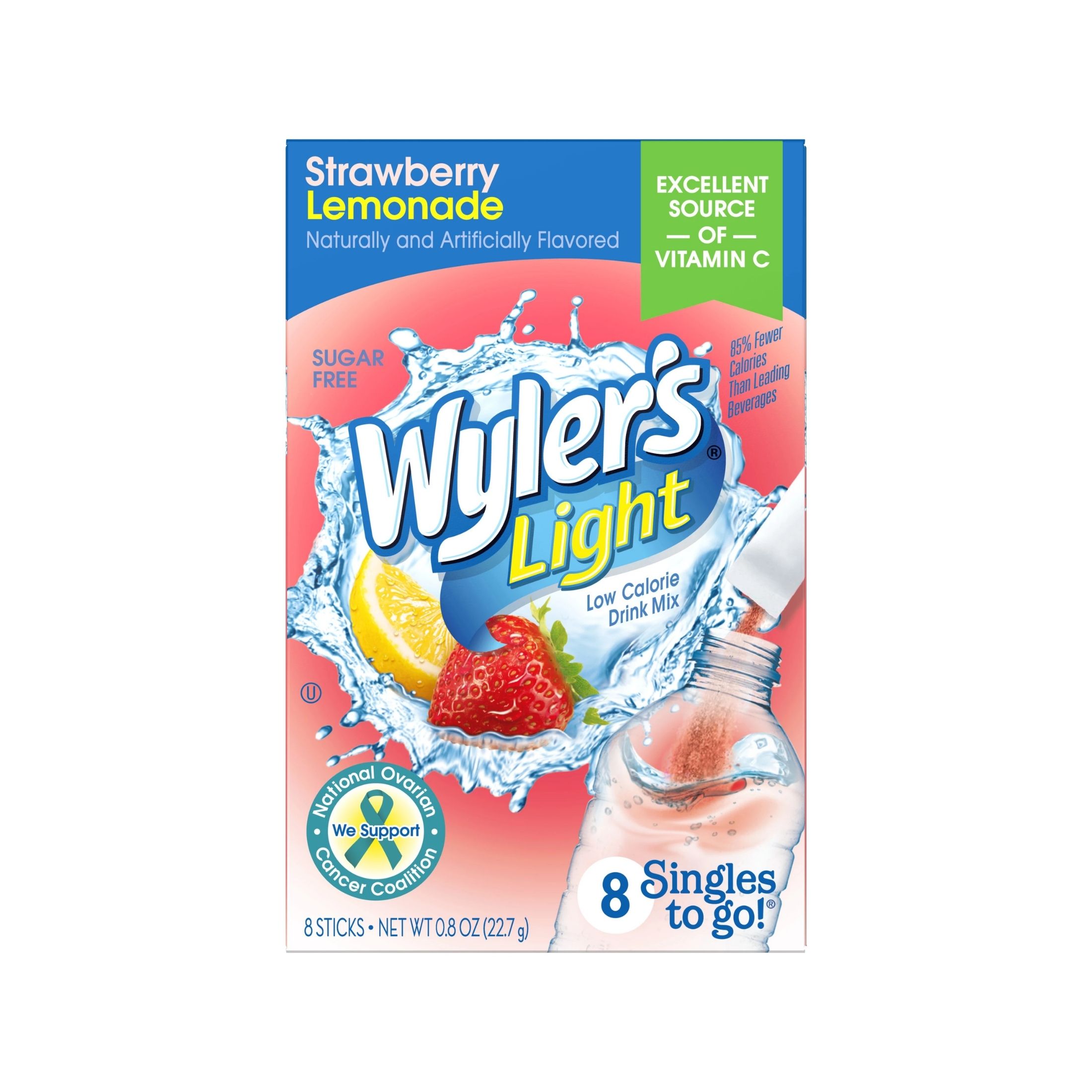 Wyler's Light Singles To Go! Drink Mix, Low Calorie, Strawberry Lemonade
