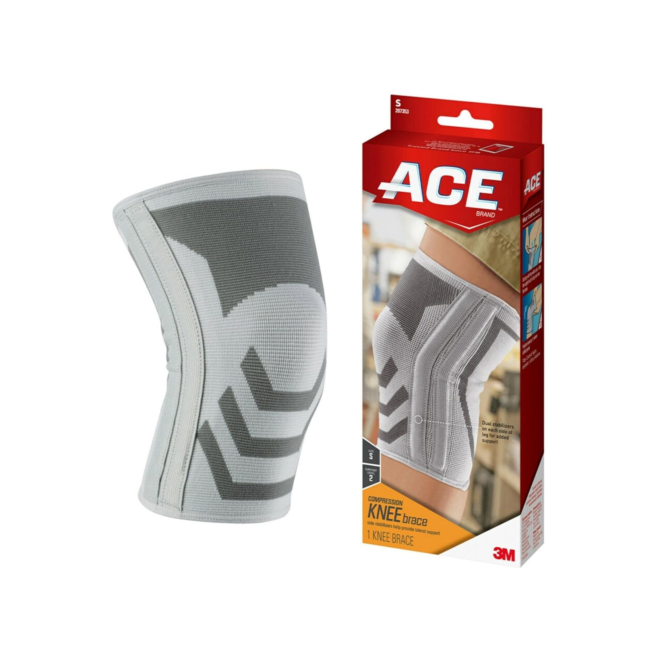 ACE Brand Knitted Knee Brace W/ Side Stabilizers, Medium