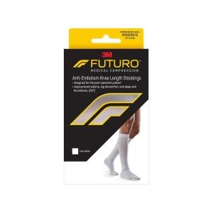 Futuro Anti-Embolism Stockings Knee Length Closed Toe Medium Regular White
