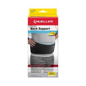 MUELLER Sports Medicine Adjustable Back Brace For Men And Women, Relief For Upper And Lower Back Pain, Sciatica, And Scoliosis, Black, One Size Fits Most, 1 Count