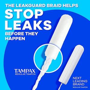 Tampax Pearl Tampons Super Absorbency With Leak Guard Braid, Unscented