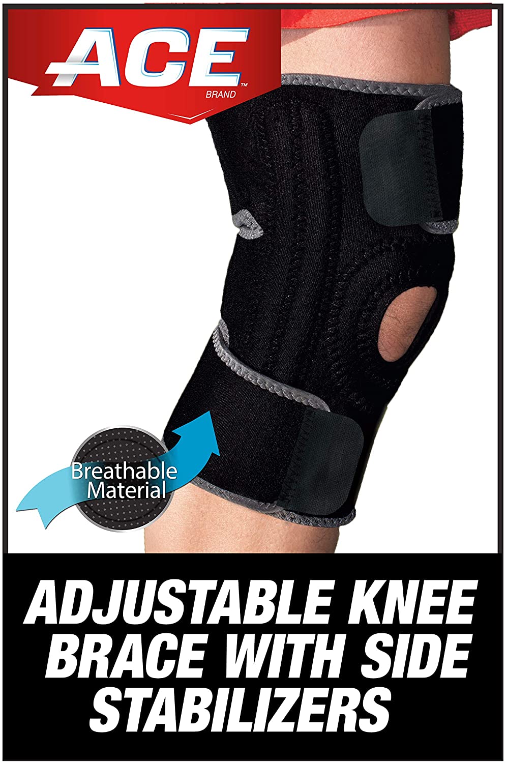 ACE Knee Brace With Dual Side Stabilizers 200290, One Size Adjustable