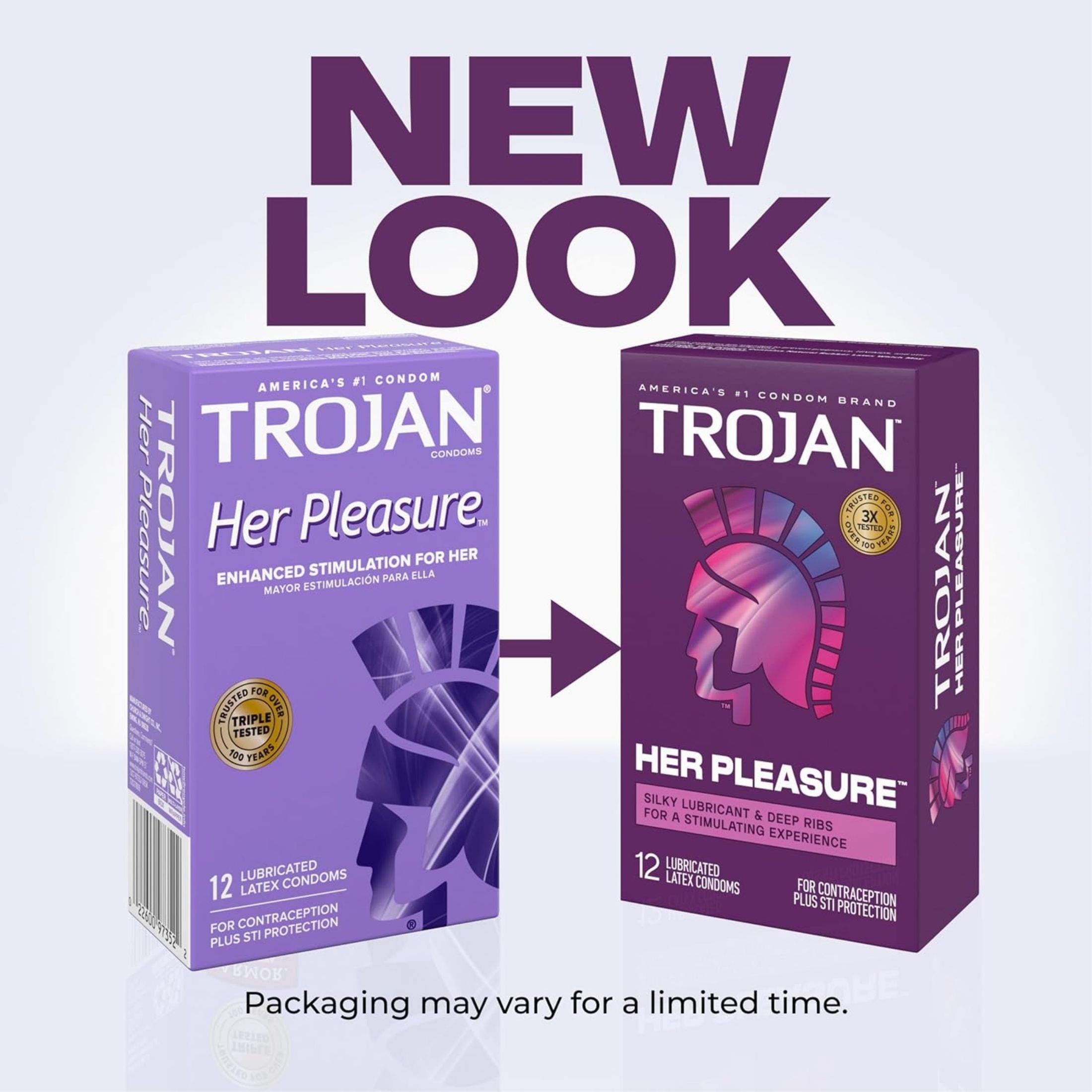 Trojan Her Pleasure Ecstasy Condoms, Latex, Lubricated