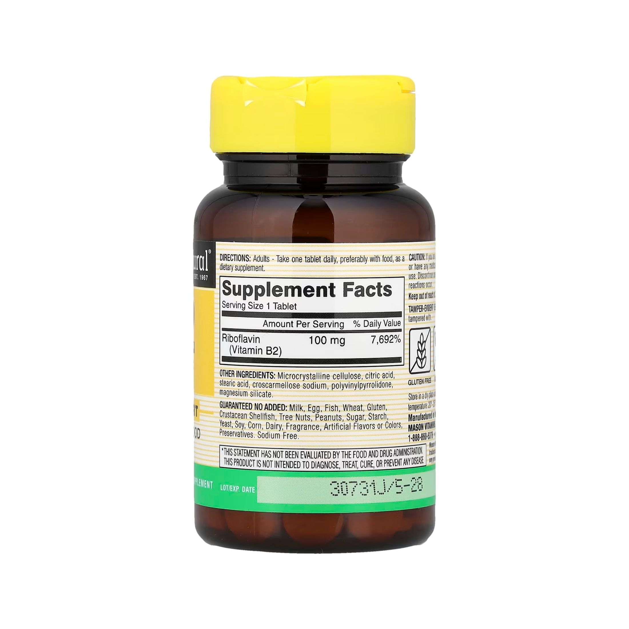 Mason Natural Vitamin B-2 100 Mg Tablets