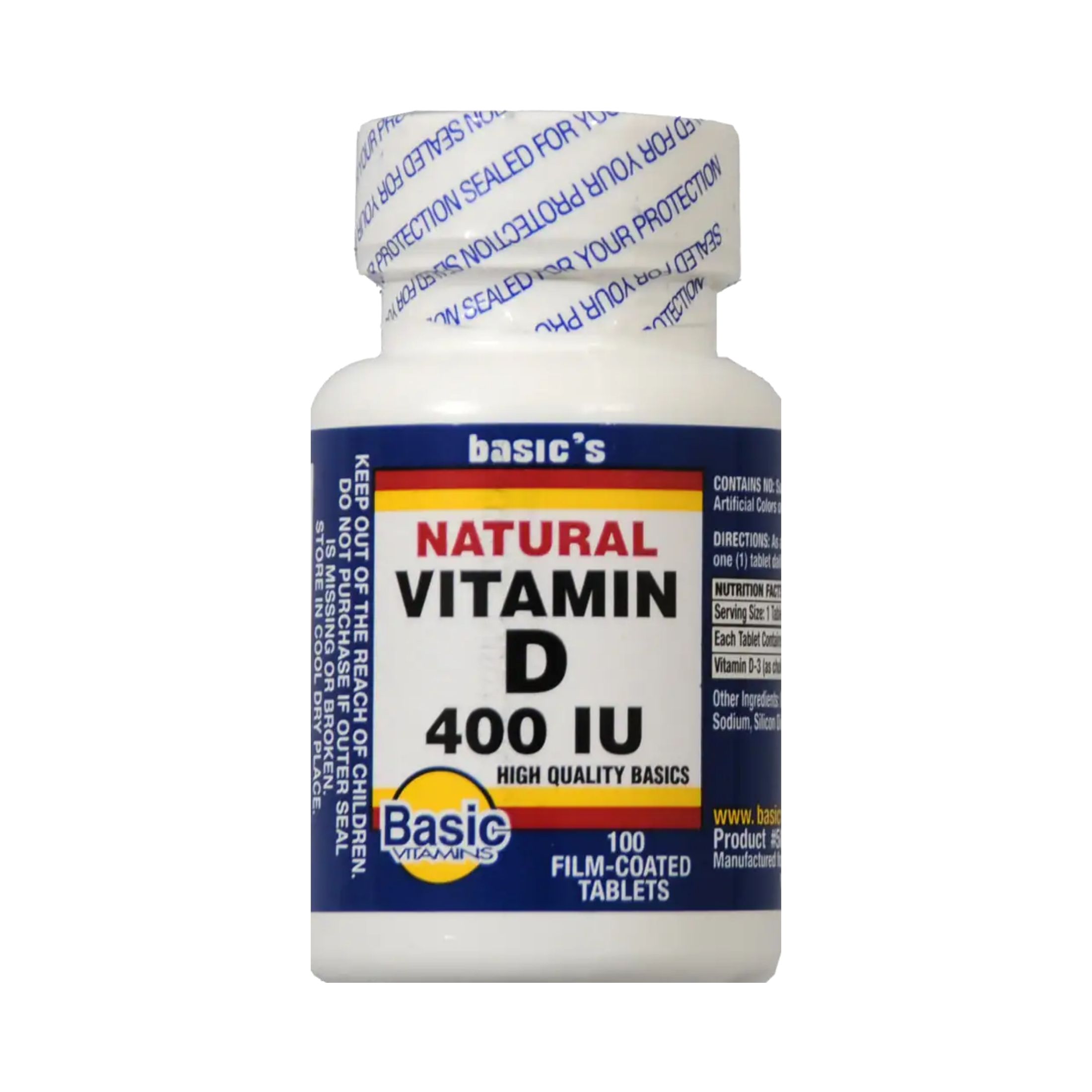 Basic Vitamins Natural Vitamin D3 400 IU Tablets