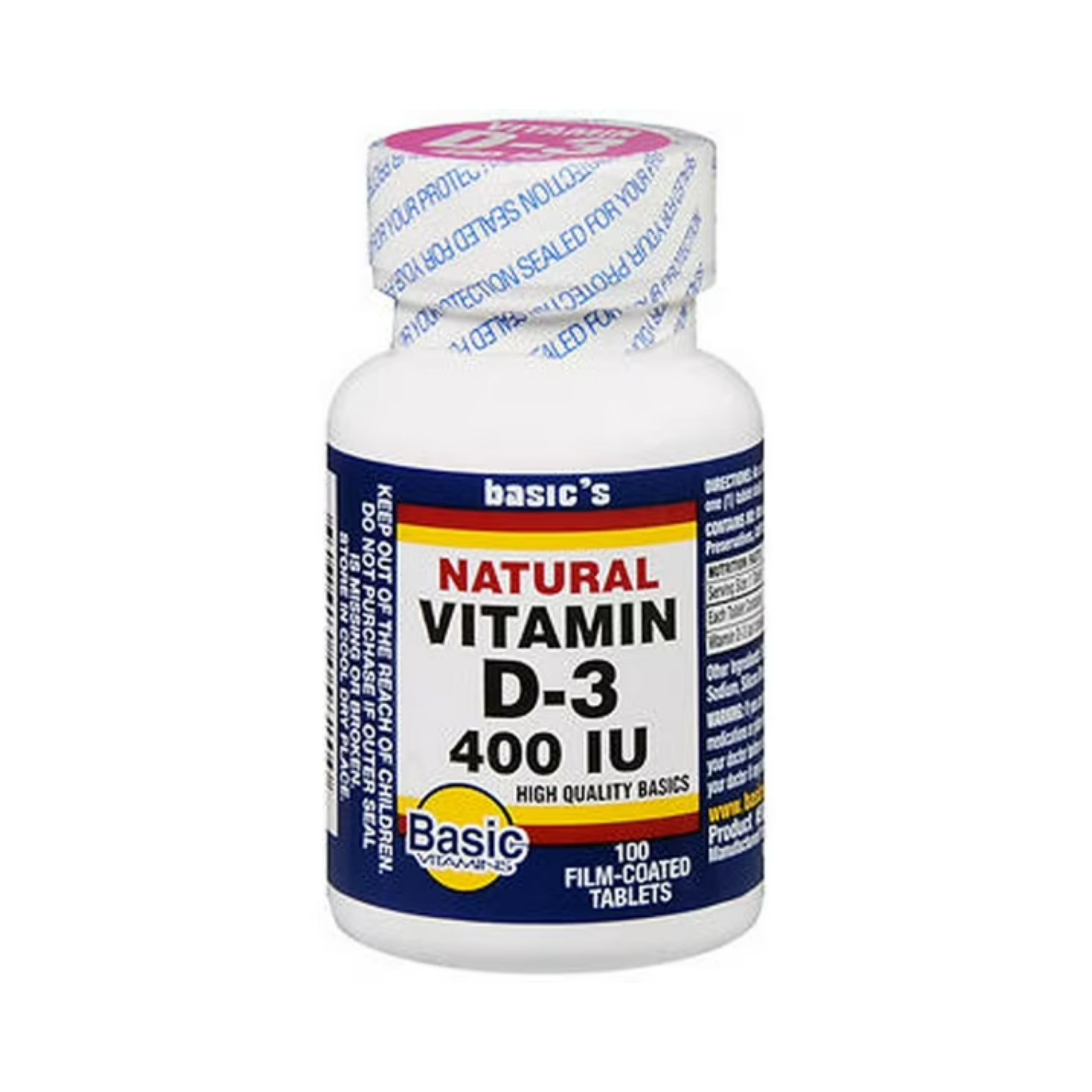 Basic Vitamins Natural Vitamin D3 400 IU Tablets