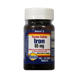 Basic Vitamins Iron 65 Mg Ferrous Sulfate Tablets