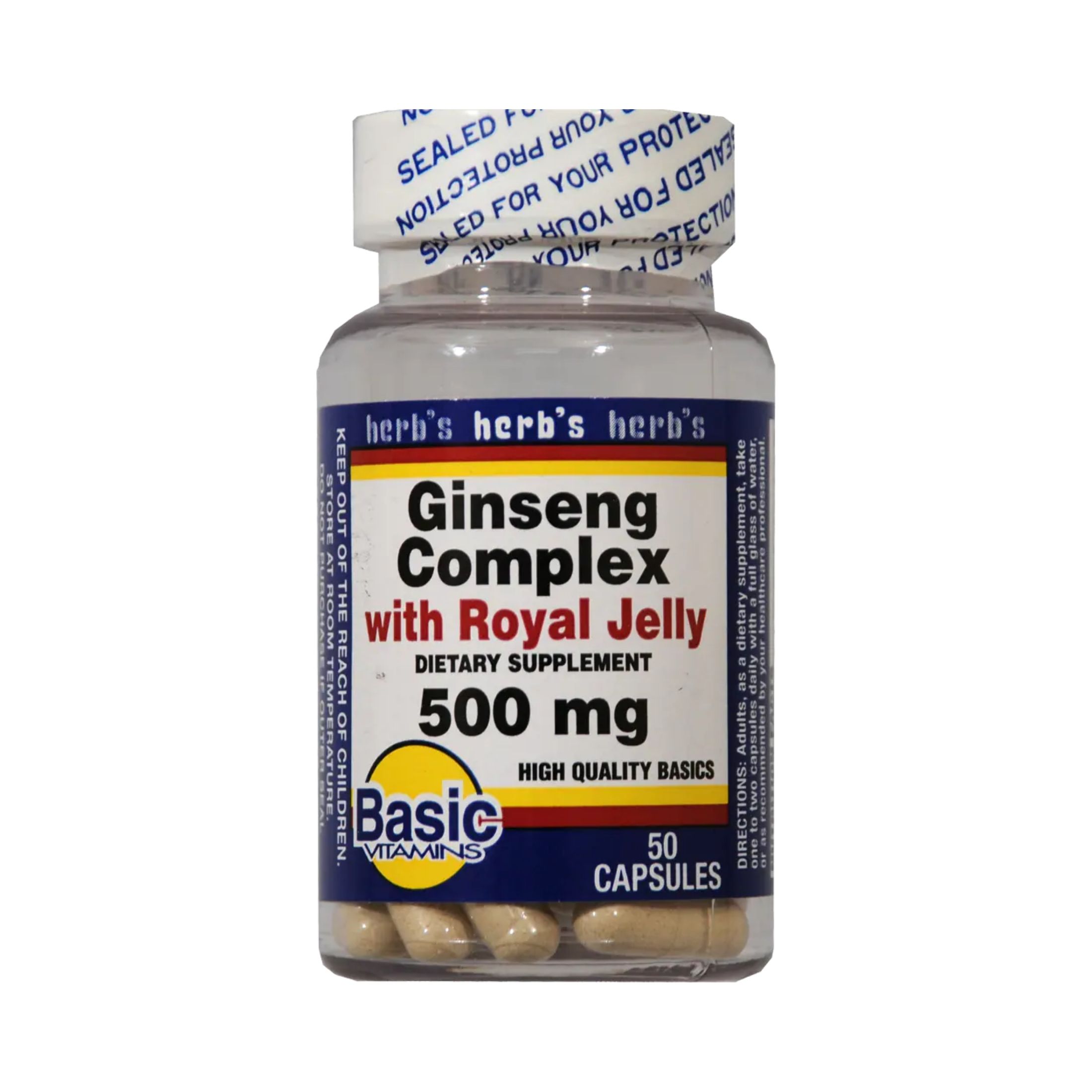 Basic Vitamins Ginseng Complex With Royal Jelly 500mg - 50 Tabs