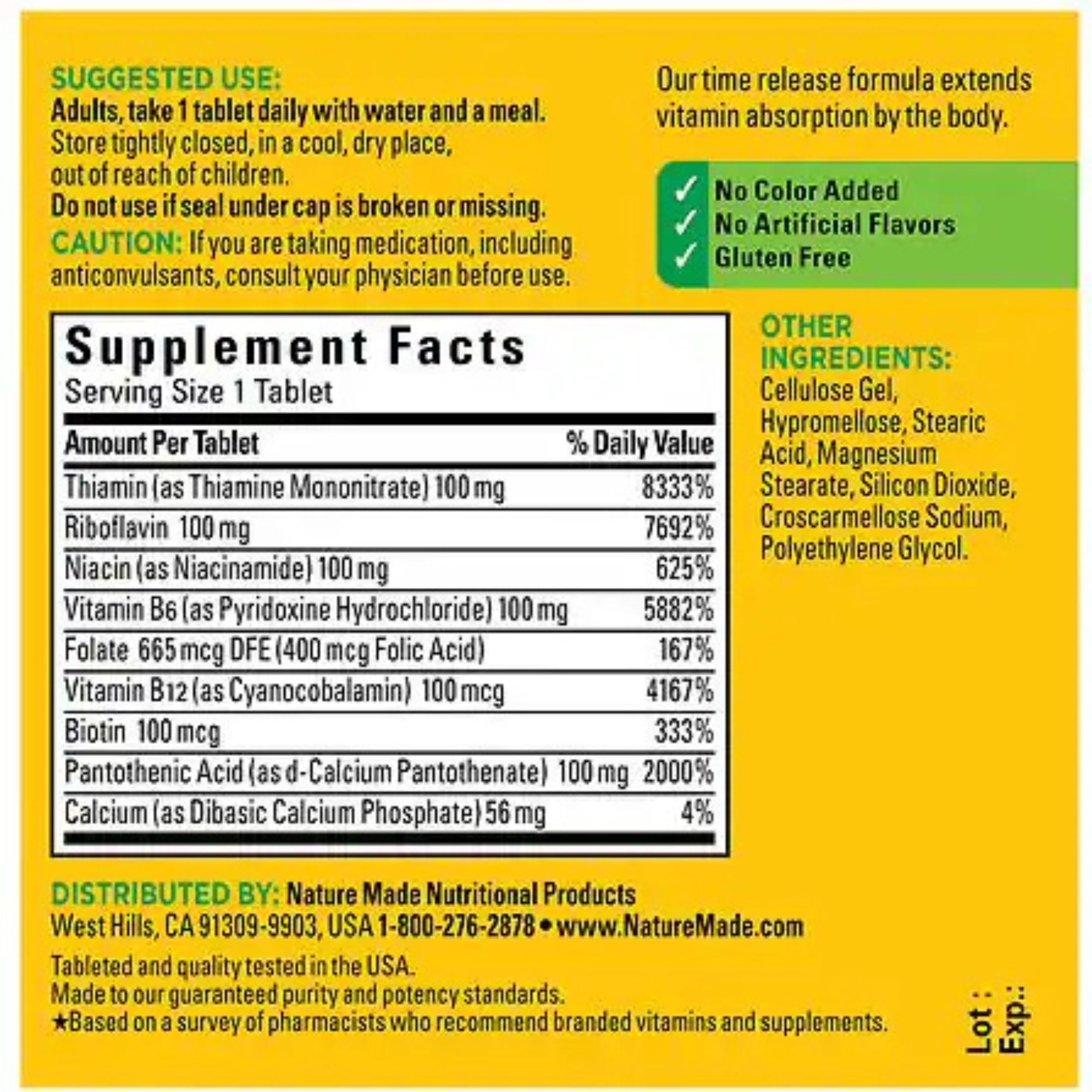 Nature Made Balanced Vitamin B-100 Complex Time Release Tablets