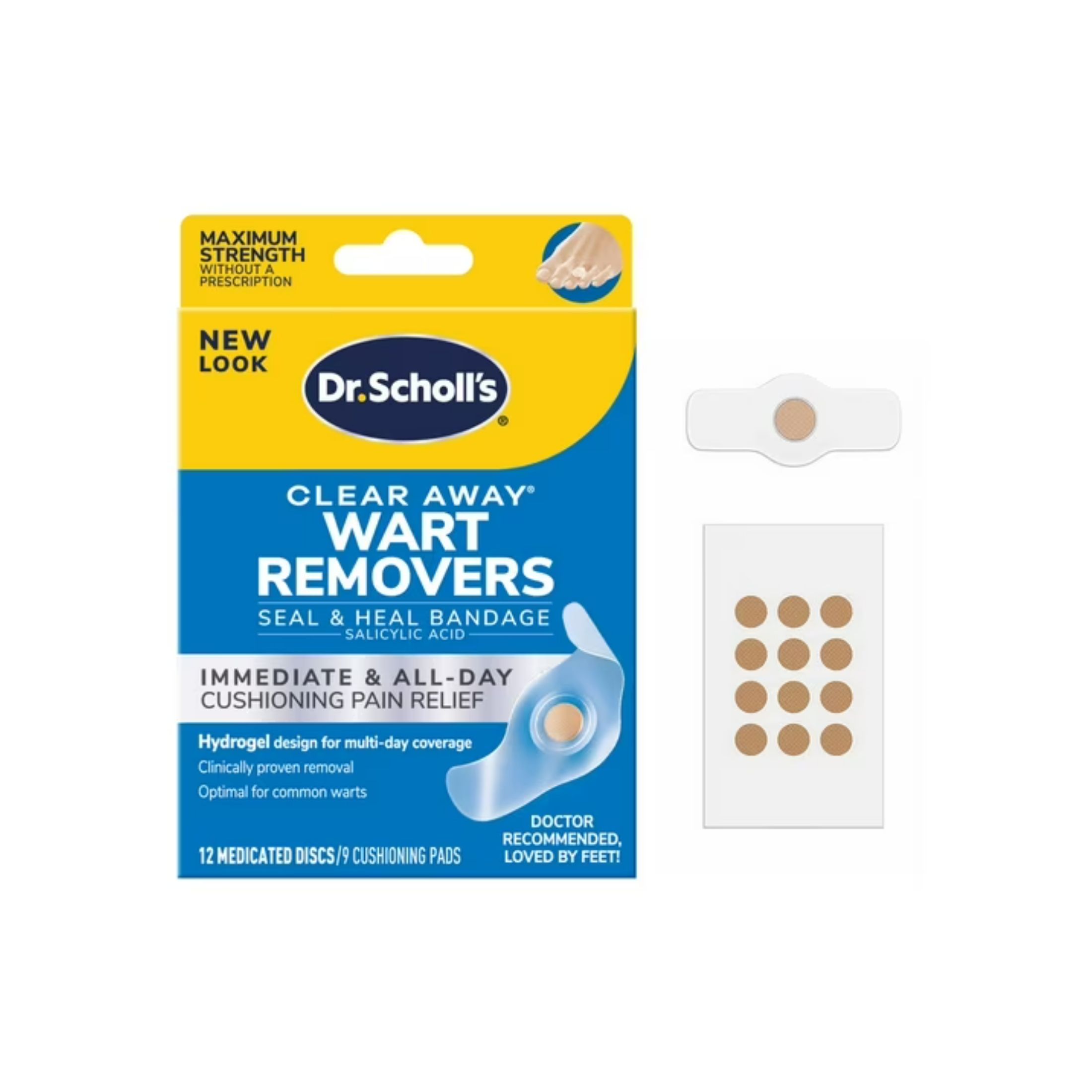 Dr. Scholl's Duragel Clear Away Wart Remover 12 Discs & 5 Cushions