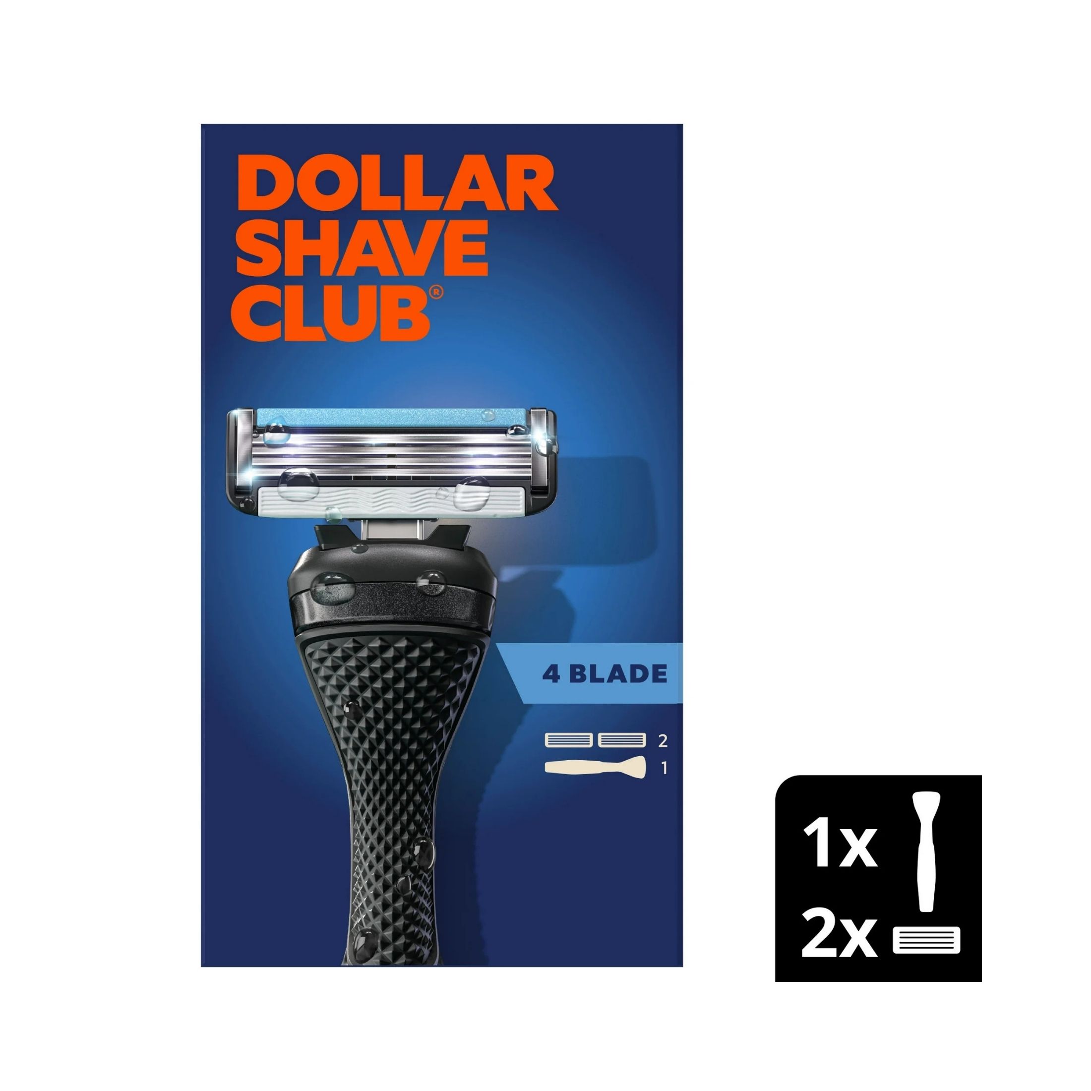 Dollar Shave Club 4-Blade Men's Razor Starter Set - 1 Handle + 2 Cartridges - 3pk