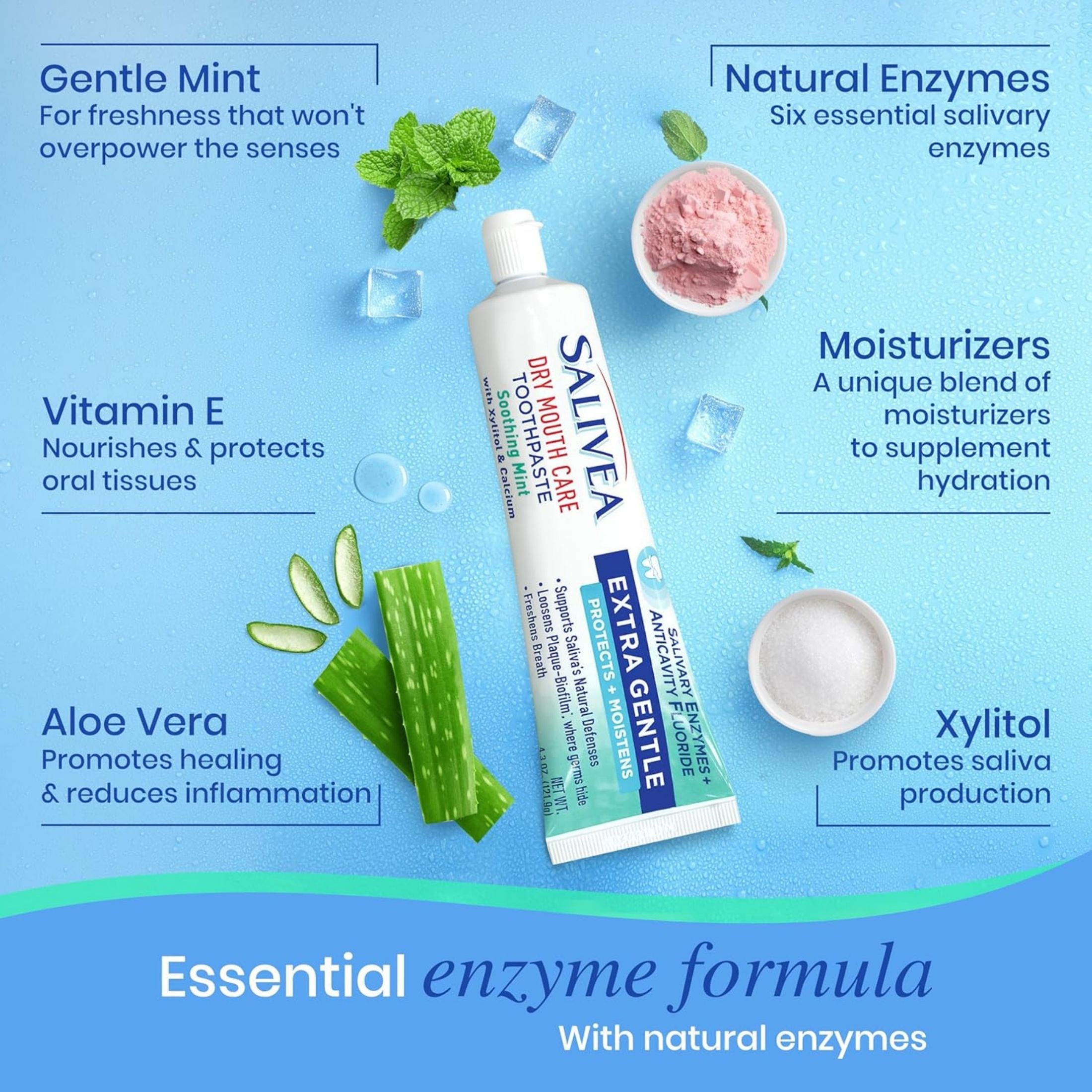 Salivea Extra Gentle Toothpaste Soothing Mint, 4.3 Oz