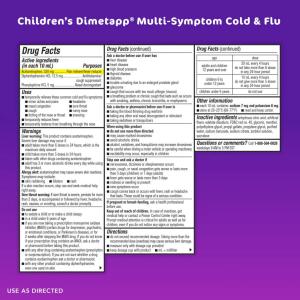 Dimetapp Cold & Flu, Multi Symptom, Children's, Red Grape Flavor, 6+ Yrs 4 Fl Oz
