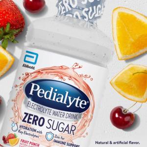 Pedialyte Zero Sugar Electrolyte Solution Fruit Punch Ready-to-Drink 33.8 Fl Oz Bottles