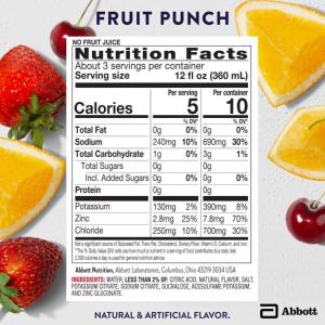 Pedialyte Zero Sugar Electrolyte Solution Fruit Punch Ready-to-Drink 33.8 Fl Oz Bottles