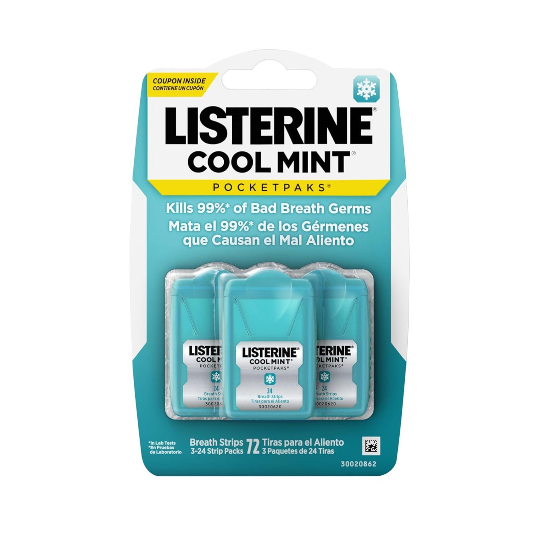 Listerine Cool Mint PocketPaks Fresh Breath Strips, 12 X 24-Strip Pack