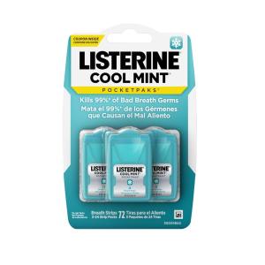 Listerine Cool Mint PocketPaks Fresh Breath Strips, 12 X 24-Strip Pack