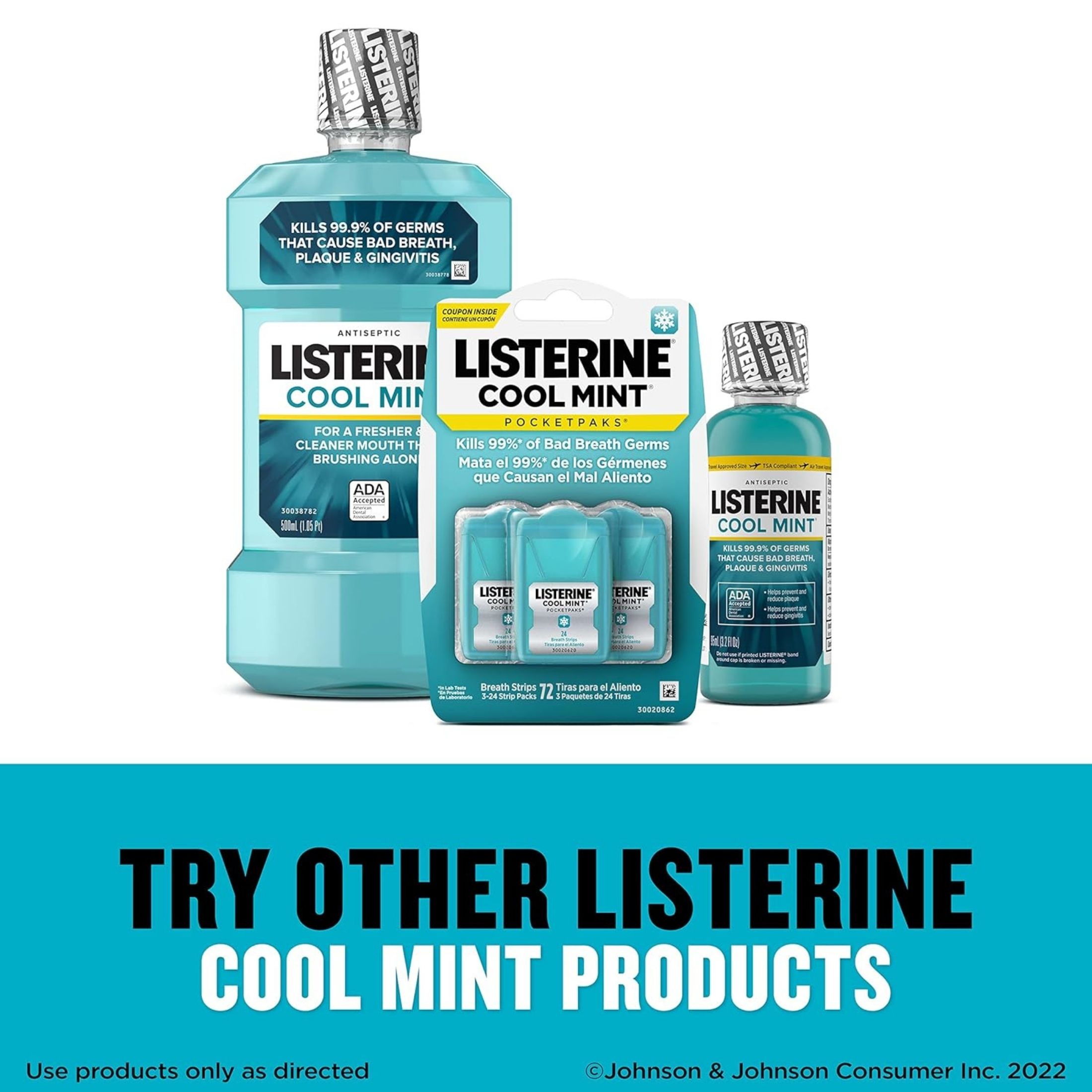 Listerine Cool Mint PocketPaks Fresh Breath Strips, 12 X 24-Strip Pack