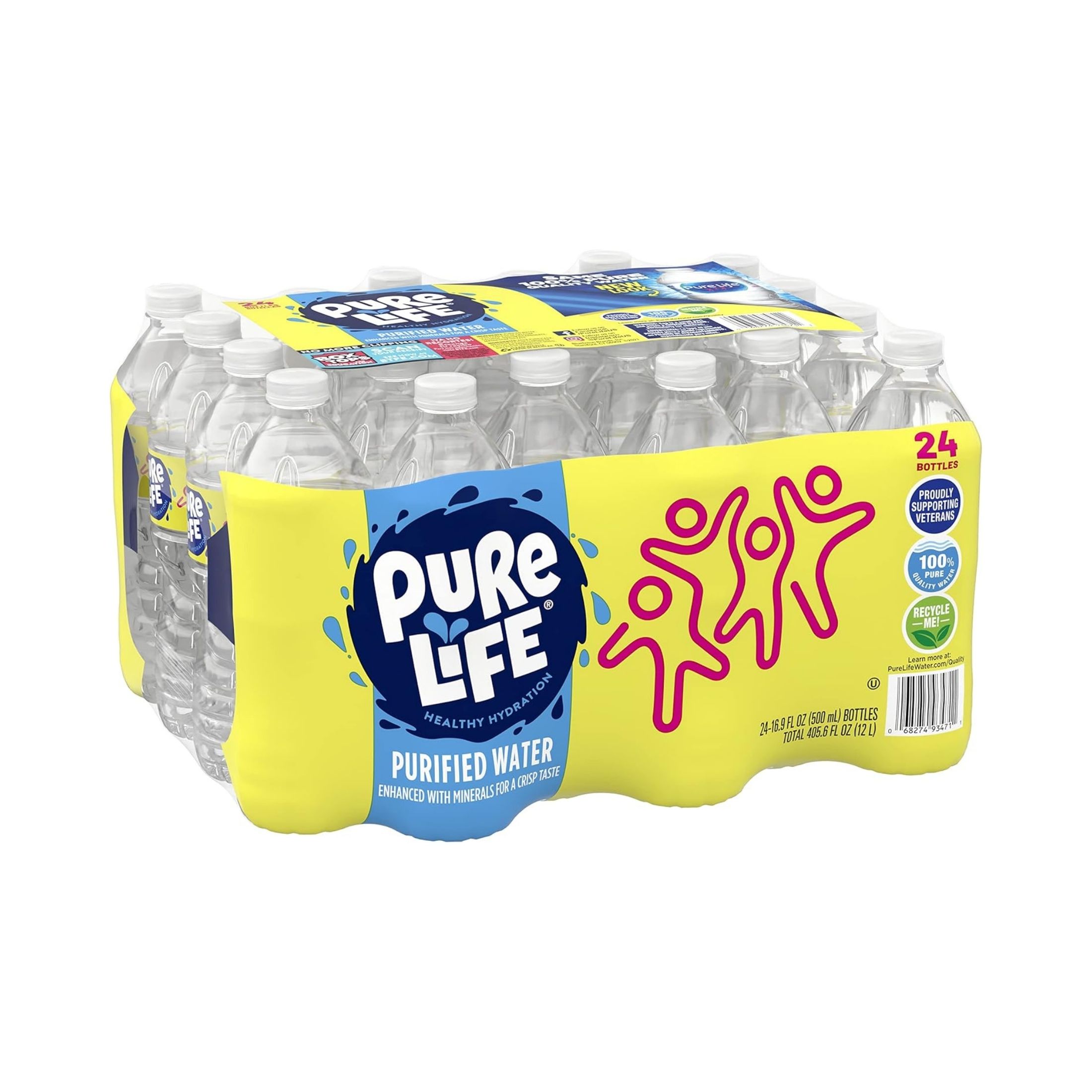 Pure Life, Purified Water, 16.9 Fl Oz, Plastic Bottled Water, 12 Pack
