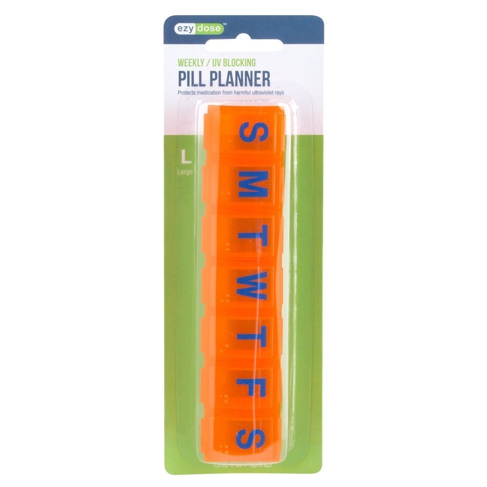 Ezy Dose Pill Reminder, 7 Day, Large, Amber Contour