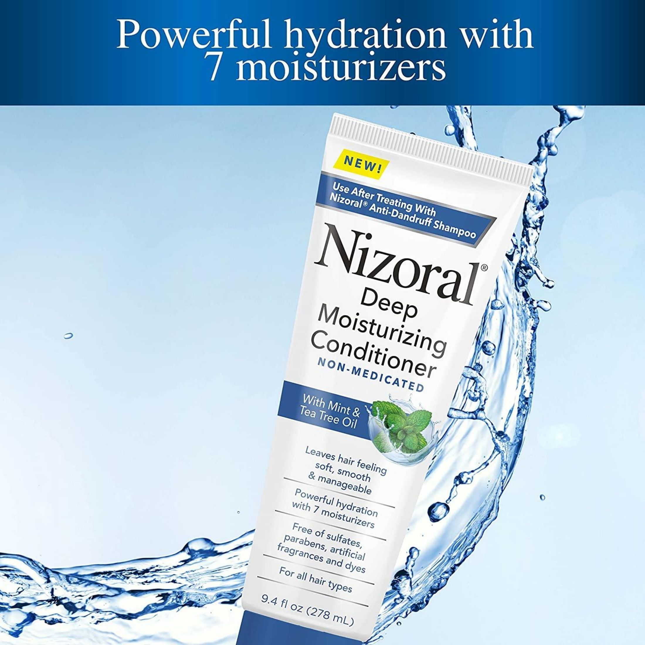 Nizoral Deep Moisturizing Conditioner With Mint & Tea Tree Oil For All Hair Types - Free Of Sulfates, Parabens, Artificial Fragrances And Dyes, 9.4 Oz