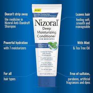Nizoral Deep Moisturizing Conditioner With Mint & Tea Tree Oil For All Hair Types - Free Of Sulfates, Parabens, Artificial Fragrances And Dyes, 9.4 Oz