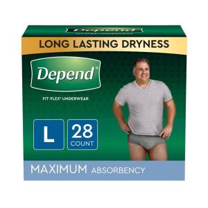 Kimberly Clark Depend FIT-FLEX Incontinence Underwear For Men - Maximum Absorbency - Gray
