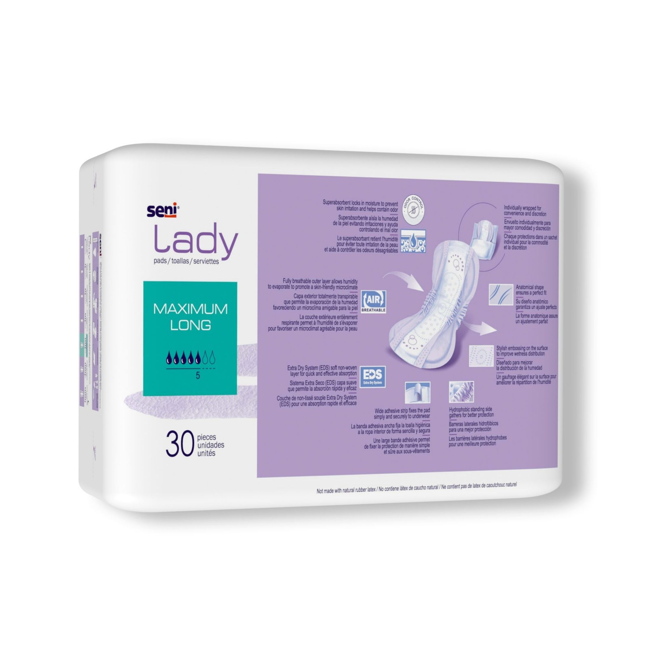 Seni Lady Maximum Bladder Control Pad Moderate Absorbency 11 Inch Length