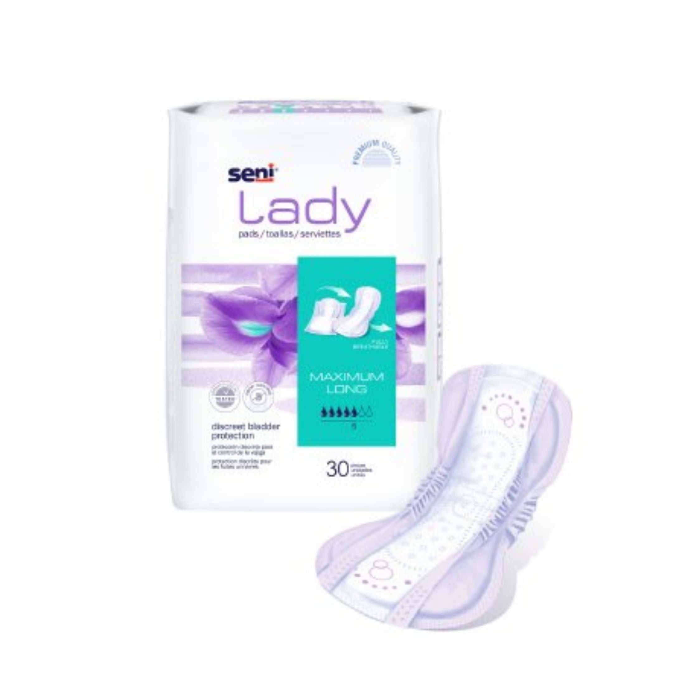 Seni Lady Maximum Bladder Control Pad Moderate Absorbency 11 Inch Length