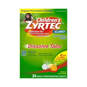 Zyrtec Children's 24 Hour Allergy Relief Dissolve Tabs Cetirizine HCl Citrus Flavor