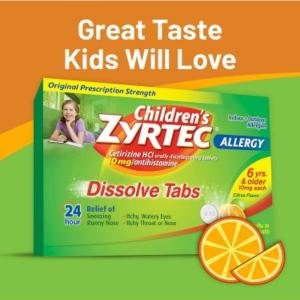 Zyrtec Children's 24 Hour Allergy Relief Dissolve Tabs Cetirizine HCl Citrus Flavor