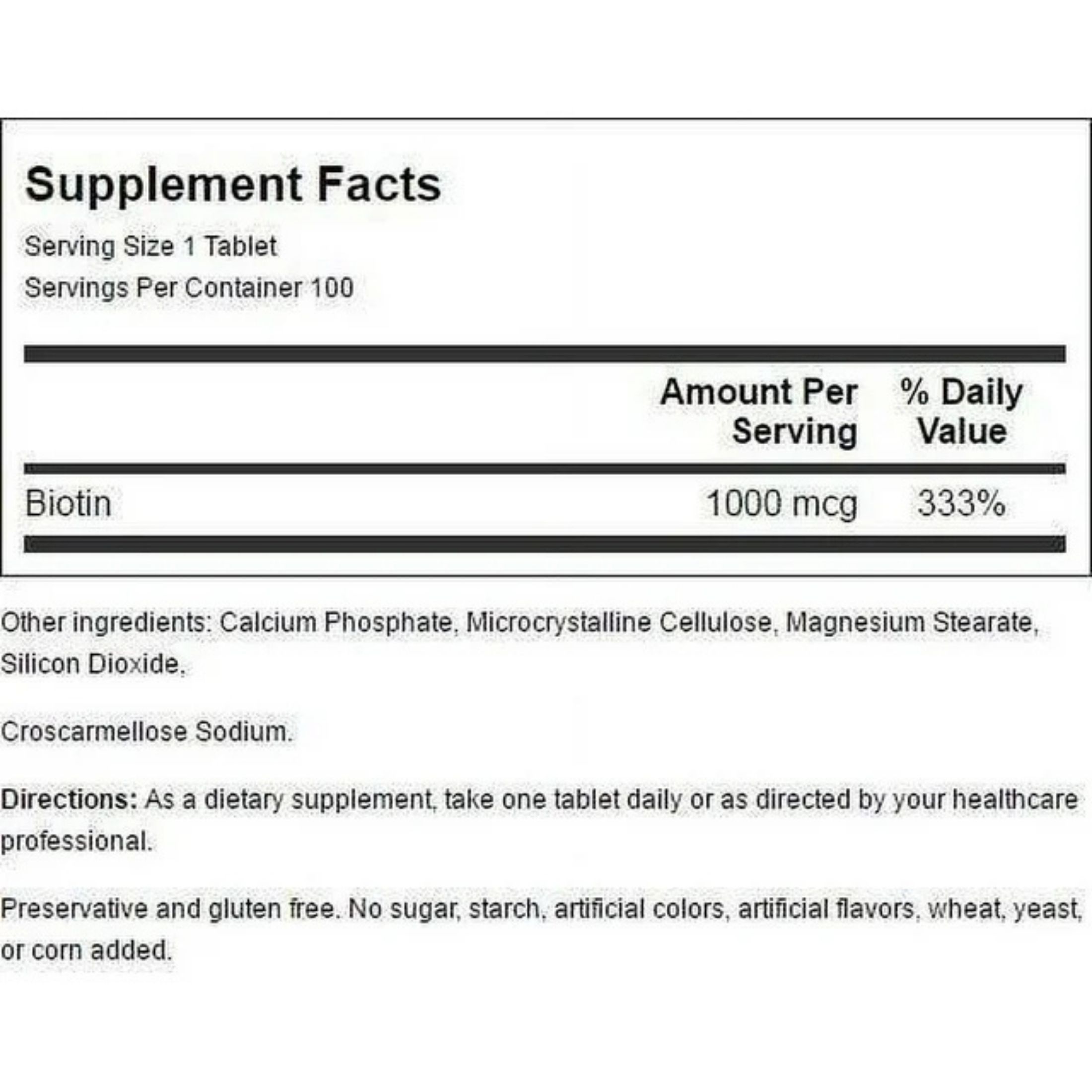 Nature's Blend S Hi-Potency Biotin Tablets 1000 Mcg